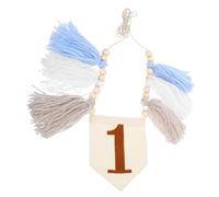 ADOCARN Bannière pour chaise haute 1er anniversaire : Bannière pour chaise haute d'anniversaire avec perles en bois et pompons - Décoration unique pour le premier anniversaire de bébé,
