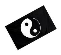 ADOCARN Bannière Religieuse Pratique en Polyester Yin Yang Poisson Noir Résistante la Décoloration, Drapeau Suspendu pour Jardins et Porches Décoratifs