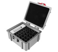 ADOCARN Boîte de Rangement avec Compartiments Dédiés en PETG Argentée Testeur Intégré, Design Étanche pour Batteries Rechargeables AA et AAA et Structure Claire Maison et Tiroirs