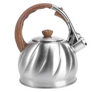 ADOCARN Bouilloire à Sifflet Poignée Bois Effet Grain Unique en Acier Inoxydable 2l Fonction Chauffage Vin Chaud pour Cuisinière Induction Décoration Maison