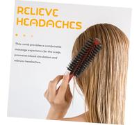 ADOCARN Brosse Ronde Poils de Sanglier et Nylon pour Cheveux Frisés et Lisses Manche Bois Durable Démêlante et Antistatique pour Brushing Soufflante Moyenne Usage