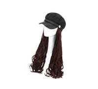 ADOCARN Casquette Perruque Femme Longue Bouclée Chapeau Synthétique Style Marin Châtain Naturel Cosplay Party