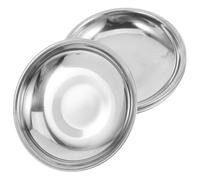 ADOCARN Coupelles Rondes en Acier Inoxydable Argenté, Lot de 5 Assiettes Épaisses Réutilisables et Résistantes, pour Sauces et Apéritifs en Famille Bar