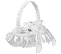 ADOCARN Coussin D'alliances en Dentelle Mini Format, Porte-bagues Cœur en Satin avec Poignée, Boîte de Présentation pour Mariage et Cérémonies, Oreiller à Anneaux Décoratif et Portable