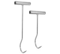 ADOCARN Crochets de Levage Robustes en Fer Argenté 2pcs, Outil Portable Multifonction pour Plaque D'égout Viande à Domicile
