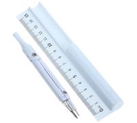 ADOCARN Ensemble Compas en Métal Multifonction Règle Mathématique et Stylo Bleu, Outil Portable pour Dessin Technique et Fournitures Scolaires, pour Élèves et Ingénieurs