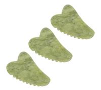 ADOCARN Ensemble de 3 Outils Gua Sha en Jade Vert Planches de Raclage en Forme de Cœur pour Massage Facial et Soin des Méridiens Appareil de Beauté Gua Sha Compact et Portable pour