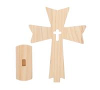 ADOCARN Ensemble de 5 Croix en Bois Vintage Kaki, Décor Rustique Spirituel pour Table, Centre Polyvalent pour Halloween et Autel D'église, Dimensions 19,3x14,4x4cm