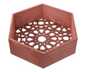 ADOCARN Étagère Murale Hexagonale pour Rangement Mural en Bois Marron, Support Décoratif Suspendu Étagère Flottante Hexagone pour Salon Cuisine
