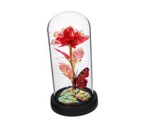 ADOCARN Fleur Éternelle sous Cloche avec LED Rose Décorative Lumineuse pour Saint-Valentin Romantique avec Double Et Verre Décoration Créative Intérieur
