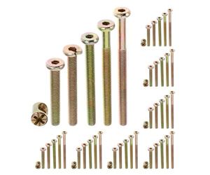 ADOCARN Jeu de Boulons et Écrous M6 Compatible Universellement 100 Pièces pour Meubles avec Revêtement Robuste en Cuivre pour Lits et Armoires