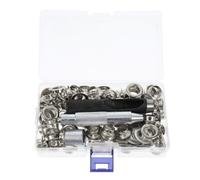 ADOCARN Kit Pose Œillets 100 Pièces Outil de Ceinture en Fer Argenté Portable pour Construction et Utilisation Extérieure