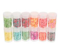 ADOCARN Lot de 12 Boîtes de Tranches de Pâte Polymère Fruitées pour Nail Art, Décorations D’ongles Colorées, Accessoires DIY Créatifs, Tranches de Fruits D’ongles, pour Manucure et