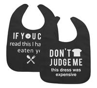 ADOCARN Lot de 2 Bavoirs pour Adultes Noirs en Polyester Souple, Ajustables et Légers, Bavoirs pour Personnes Âgées et Handicapées, Protection Repas Pratique et Facile à Porter, Adaptés