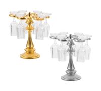 ADOCARN Lot de 2 Mini Bouteilles de vin : décoration de Salle à Manger Miniature pour Maison de poupée - Support à Verres à Pied en Plastique, Mini Verres à vin pour Micro-Accessoires de