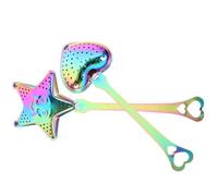 ADOCARN Lot de 2 Passoires à Thé en Acier Inoxydable de Cœur et D'étoile, Infuseur Facile à Nettoyer pour Infusion de Thé en Vrac, Accessoire Décoratif Réutilisable Style Plusieurs styles