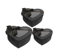 ADOCARN Lot de 3 Boîtes Présent Saint-valentin de Cœur, Papier Noir, Coffrets Décoratifs pour Bonbons, Bouquets et Rangement, Emballage Romantique pour Fête et Anniversaire, Boîte