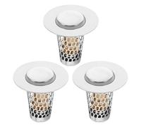 ADOCARN Lot de 3 Bouchons de vidange pour lavabo : crépine Anti-Obstruction à clapet, Bouchons pour évier de Cuisine - Convient aux lavabos percés de 28 à 38 mm.