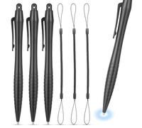 ADOCARN Lot de 3 Stylets Résistifs Noirs avec Lanière Élastique Anti-Perte, Stylets Tactiles pour Dessiner et Écrire sur Tablettes et Smartphones, Stylo de Remplacement Précis