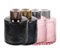 ADOCARN Lot de 4 Bouteilles Décoratives en Verre Diffuseur D'arômes, Design Embossé Élégant, Matériau Alliage D'aluminium et PP, pour Chambre et Salon Couleur Aléatoire
