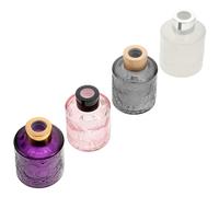 ADOCARN Lot de 4 Flacons D'arôme en Relief en Verre Transparent, 4 Couleurs, pour Diffusion sans Flamme, Décoration Maison et Aromathérapie, Accessoires Parfum pour Couleur Aléatoire