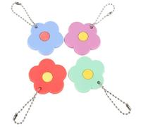 ADOCARN Lot de 4 Set de Protège-clés en Pvc Souple Motif Floral, Étuis Colorés Violet, Vert, Bleu et Orange, Couverture Protection Clés Maison, Identificateur Pratique pour Organisation