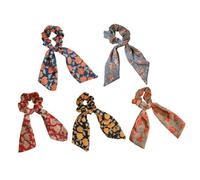 ADOCARN Lot de 5 Élastiques à Cheveux Multifonctions, Motifs Fleuris Style Forêt, Pratiques pour Cheveux Épais ou Fins, Couleurs Aléatoires, Accessoires pour Usage Couleur Aléatoire