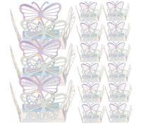 ADOCARN Lot de 50 Boîtes à Bonbons Carrées en Papier Argenté Design Creux Papillon, Structure Solide, pour Fête D'anniversaire ou Saint-valentin