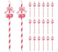 ADOCARN Lot de 50 pailles en papier jetables à motif cerises pour boissons froides, cocktails, fêtes de fin d'année