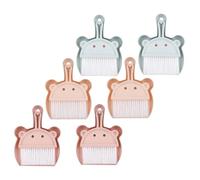 ADOCARN Lot de 6 balais et pelles à poussière pour table : petit balai et pelle à poussière, brosse de bureau à motif ours mignon, outil de nettoyage portable