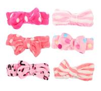 ADOCARN Lot de 6 Bandeaux de Maquillage pour Femme en Polaire Corail, Élastiques et Jolis, pour Se Laver le Visage et Maintenir les Cheveux en Ordre