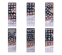 ADOCARN Lot de 6 Plaques D’estampage pour Ongles en Acier Inoxydable, Motifs Floraux, Ailes et Pétales, Décoration Nail Art Précise, pour Manucure et Usage Professionnel