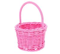 ADOCARN Mini Panier Rond Artisanal en Plastique, Panier Tressé Étanche pour Organisation Maison et Accessoire de Mariage, Design Charmant pour Demoiselles D'honneur