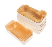 ADOCARN Moule à Gâteau Rectangulaire en Papier Cuisson Résistant la Chaleur, Lot de 5 Set de Supports à Gâteau Multifonctions pour Four et Micro-ondes, Plateau en Bois Moyen, Antiadhésif