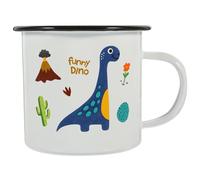 ADOCARN Mug en Émail à Motif Dessin Animé F Version Dinosaure, Tasse Émaillée Rustique 1Pc, Gobelet d'Eau Vintage pour Maison, Café et Thé, Tasse à Café d'Hiver Multifonctionnelle