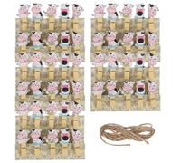 ADOCARN Packs de Pinces à Photos en Bois Forme de Vache Lot de 5 avec Corde à Suspendre, Matériau Composite Résistant, 10 Pièces par Pack pour Mémo et Décoration
