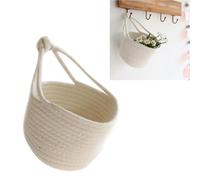 ADOCARN Panier de Rangement Mural Solution de Stockage Pratique Tressé en Corde de Coton Blanc , Organisateur Rond Décoratif Maison et L'aire de Jeux