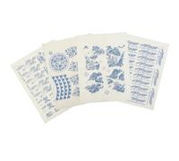 ADOCARN Papier Transfert Domestique Bleu, Décalcomanie Chic en Argile, 4 Feuilles Pratiques à Découper en Différentes Formes pour Décoration Poterie sous Glaçure