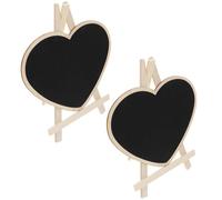 ADOCARN Petit Tableau Noir Léger et Facile à Écrire 2pcs Debout en Bois Forme Cœur pour Bureau et Décoration Maison