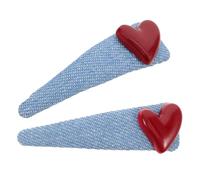 ADOCARN Pince à Cheveux en Tissu Bleu Forme Cœur 2 Pièces pour Frange et Coiffure Stylée, Accessoires Cheveux Chic et Modernes pour Sorties Décontractées