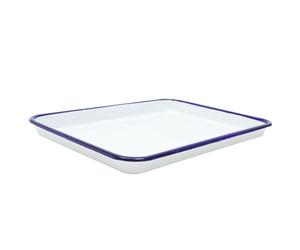 ADOCARN Plaque de Cuisson Émaillée Rétro Blanche 27X19Cm pour Four et Congélateur, Plat à Rôtir Rectangulaire