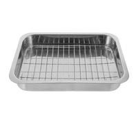 ADOCARN Plat à Four Rectangulaire avec Grille, Facile à Nettoyer Utiliser Cuisson Pâtisserie en Acier Inoxydable Lors de Fêtes ou Usage Personnel