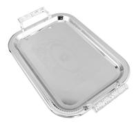 ADOCARN Plateau Décoratif Vintage Rectangulaire en Acier Inoxydable Argenté avec Gravure de Fleur Européenne, Stable et Facile à Nettoyer Cuisine et Fêtes