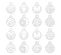 ADOCARN Pochoirs à Gâteaux Musulmans 16 Pièces, Modèles Creux en Plastique sans Odeur, pour Décoration Gâteau et Café Latte, Adaptés pour Fêtes Eid et Pâtisserie Maison