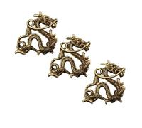 ADOCARN Porte-clés Dragon en Laiton 3 Pièces Pendentif Rétro Chic, Ornement Décoratif Artisanal, pour Embellissement de Paquet et Création DIY