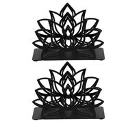 ADOCARN Porte-serviettes de table Lotus en fer noir 2 pièces, support vertical avec base stable pour cuisine et restaurant, design floral et accès facile