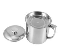 ADOCARN Pot à Huile de Cuisson 1,8 L en Acier Inoxydable 410 avec Filtre Inox et Manche en Acier, Récipient de Filtration de Graisse Cuisine Domestique, Gadget Cuisine Pratique et Solide