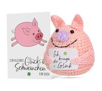 ADOCARN Poupée Cochon Positive Au Crochet Peluche Tricotée Douce et Résistante Décoration Mignonne Polyvalente pour Bureau et Fêtes