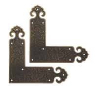 ADOCARN Protections d'angle en Laiton Antique pour Meubles, Lot de 2 Pièces de L, Élément Décoratif Facile à Installer, pour Projets DIY sur Coins de Meubles