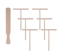 ADOCARN Râteau et Spatule Ustensiles en Bois pour Crêpes Ensemble de 7 Crêpes Finition Lisse Naturelle, Outil pour Étaler et Cuire la Maison